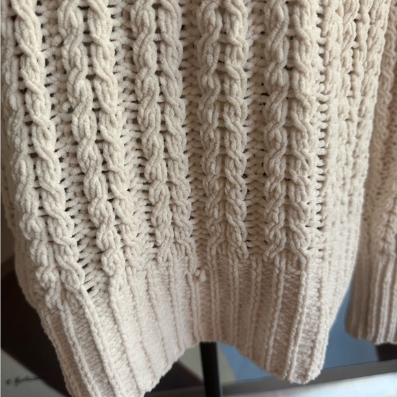 Aerie Half Zip oversized Cable Knit Sweater Cream Pullover XS - Picture 7 of 8